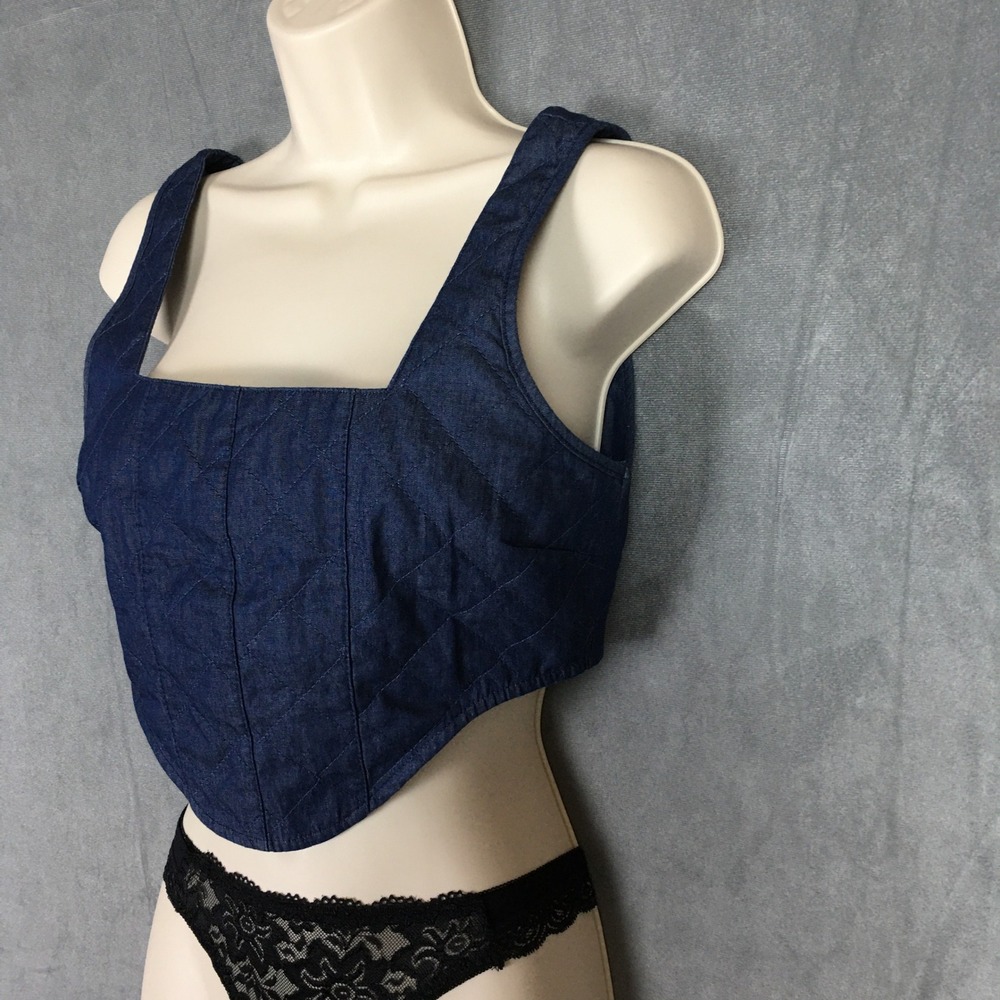 NWOT Lioness Blue Denim Corset Tank Top S Sleeveless Bodice Summer‎ Punk Rock - Picture 7 of 16